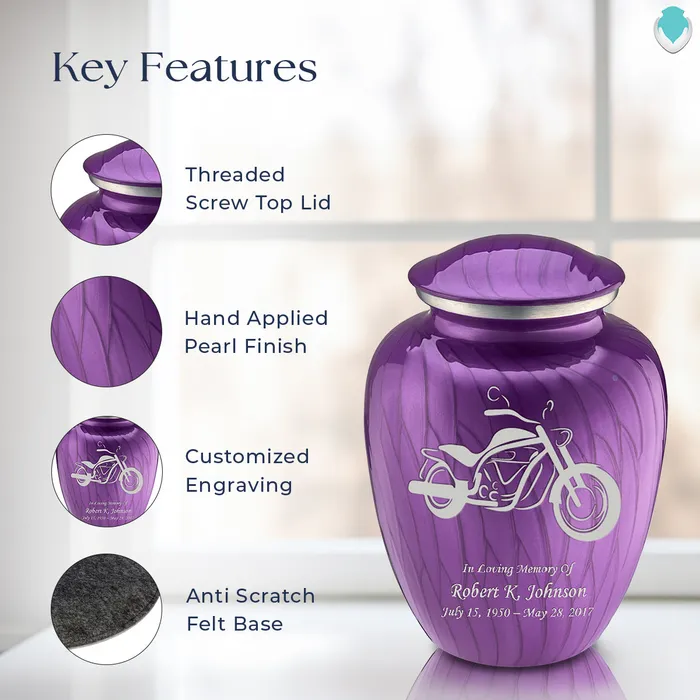 Adult Embrace Pearl Purple Motorcycle Cremation Urn GetUrns Earrings