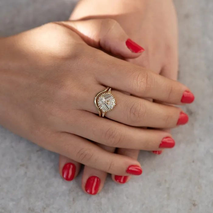 ARTEMER Mirrored Cluster Ring with Asscher Cut Diamond Rings