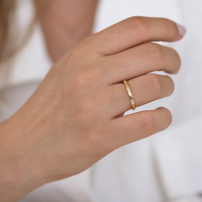 ARTEMER Rings Moon Phase Ring with Full Moon Diamonds Thin
