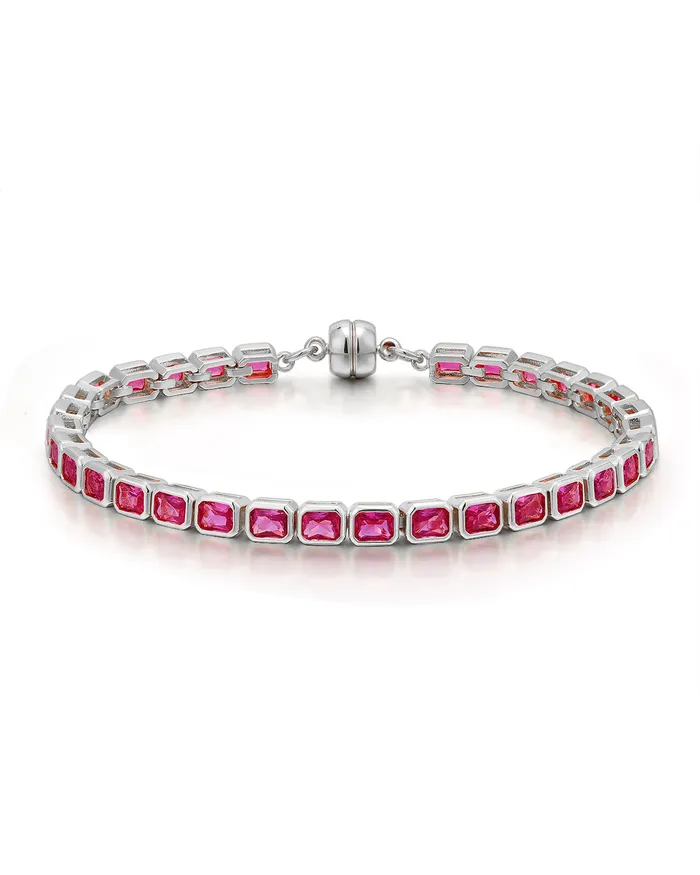 Bracelets Bezel Emerald Ballier Bracelet Pink Silver Luv Aj