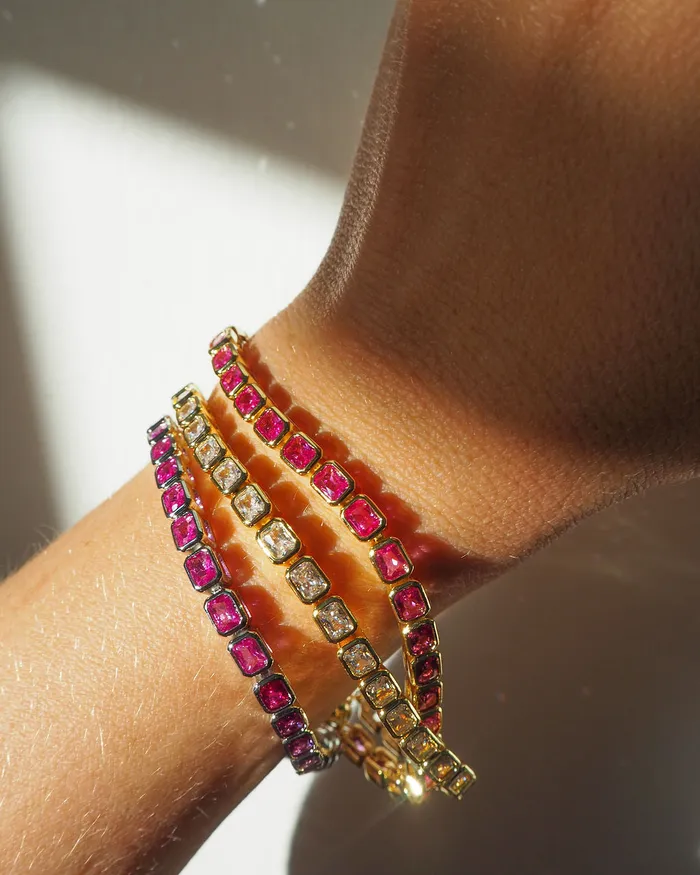 Bracelets Bezel Emerald Ballier Bracelet Pink Silver Luv Aj Bracelets Bezel Emerald Ballier Bracelet Pink Silver Luv Aj