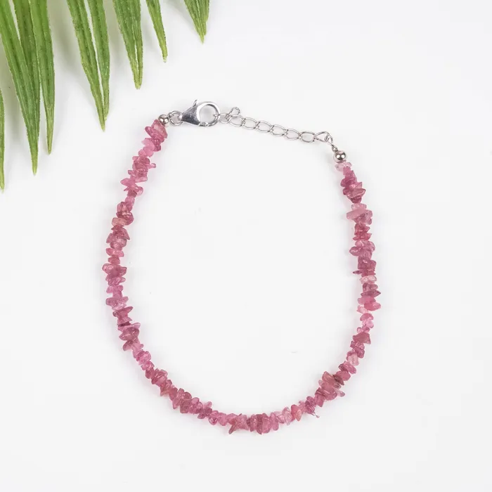 Bracelets Pink Tourmaline Chip Bracelet 925 Adjustable InnerVision Crystals