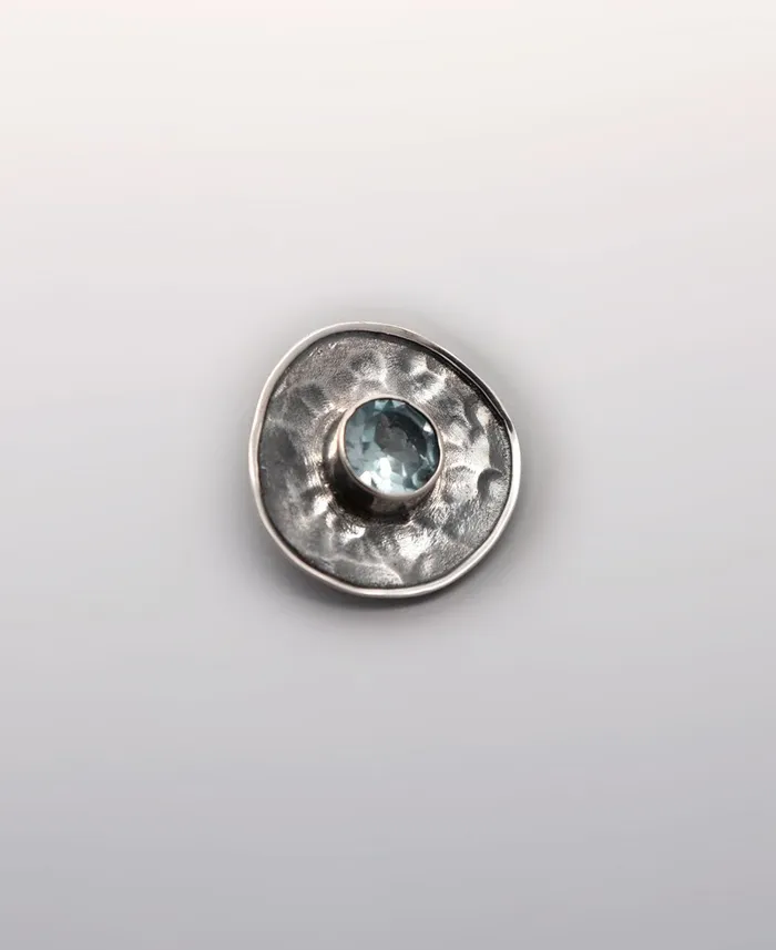 Buddha Groove Necklaces Oxidized Sterling Silver Blue Topaz Circle Pendant