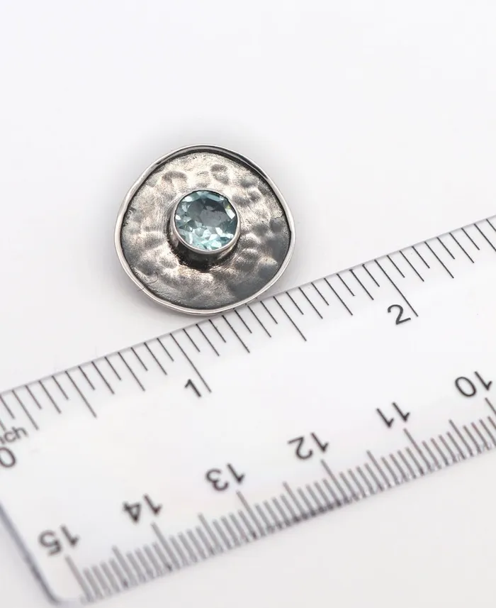 Buddha Groove Necklaces Oxidized Sterling Silver Blue Topaz Circle Pendant