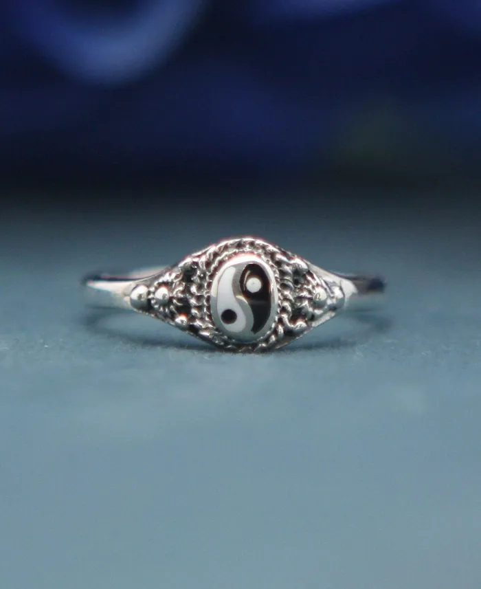 Buddha Groove Rings Embellished Yin Yang Ring Sterling Silver