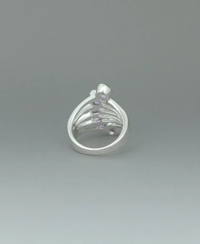 Buddha Groove Sterling Silver Teardrop Gemstones Amethyst Ring Rings