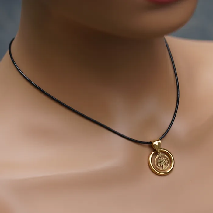 Captive Collars Necklaces Gold Tree of Life On Wax Cord