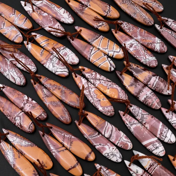 Earrings Intrinsic Trading Drilled Natural Sonora Dendritic Rhyolite Jasper Earring Pair Gemstone Earring Cabochon Cab Pair Teardrop Matched Bead Pair From Mexico