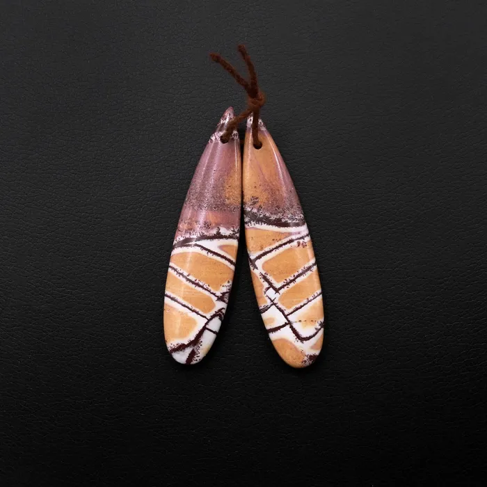 Earrings Intrinsic Trading Drilled Natural Sonora Dendritic Rhyolite Jasper Earring Pair Gemstone Earring Cabochon Cab Pair Teardrop Matched Bead Pair From Mexico