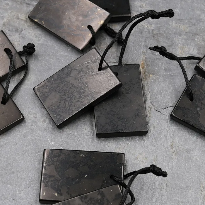 Earrings Intrinsic Trading Hand Cut Genuine Natural Shungite Rectangle Earring Pair Pendant High Quality Black Lustrous Gemstone from Russia