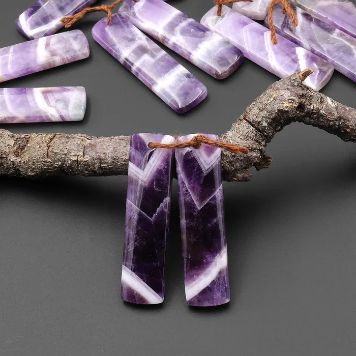 Earrings Intrinsic Trading Natural Chevron Amethyst Earring Pair Teardrop Matched Gemstone Beads A5 Earrings Intrinsic Trading Natural Chevron Amethyst Earring Pair Teardrop Matched Gemstone Beads A5