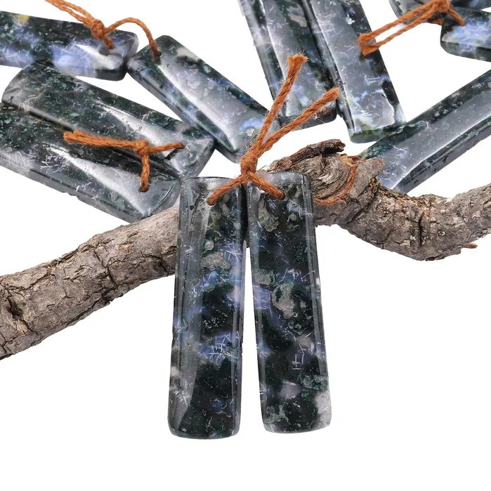 Earrings Intrinsic Trading Natural Green Moss Agate Earring Pair Drilled Rectangle Pair Matched Gemstone Beads A2 Earrings Intrinsic Trading Natural Green Moss Agate Earring Pair Drilled Rectangle Pair Matched Gemstone Beads A2