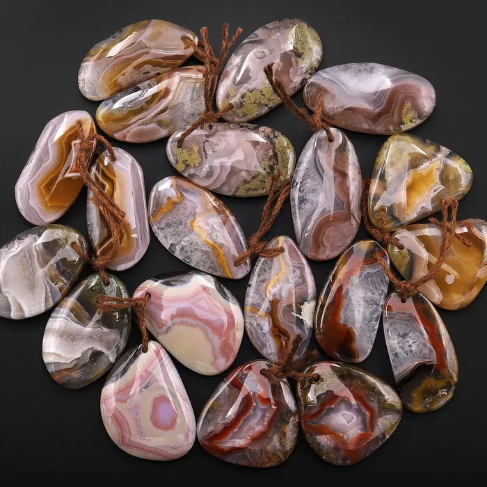 Earrings Intrinsic Trading Rare Natural Agua Nueva Agate Freeform Earring Drilled Matched Gemstone Cabochon Stone Bead Pair