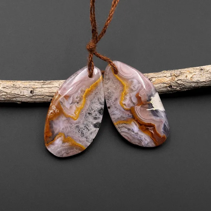 Earrings Intrinsic Trading Rare Natural Agua Nueva Agate Freeform Earring Drilled Matched Gemstone Cabochon Stone Bead Pair