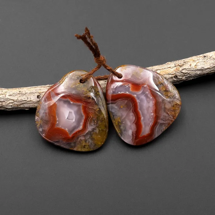 Earrings Intrinsic Trading Rare Natural Agua Nueva Agate Freeform Earring Drilled Matched Gemstone Cabochon Stone Bead Pair