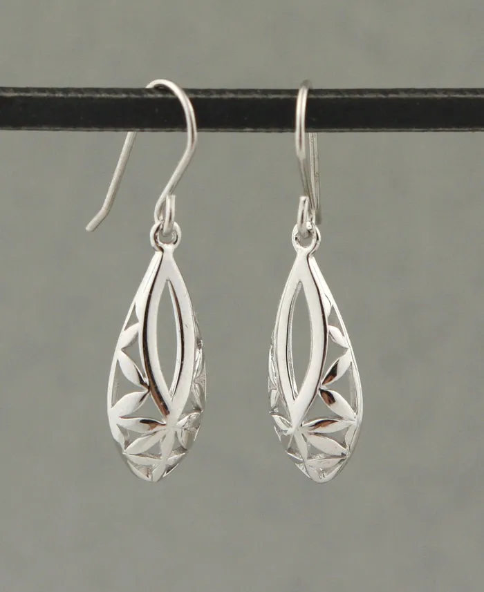 Flower of Life Teardrop Earrings Sterling Silver Buddha Groove Earrings