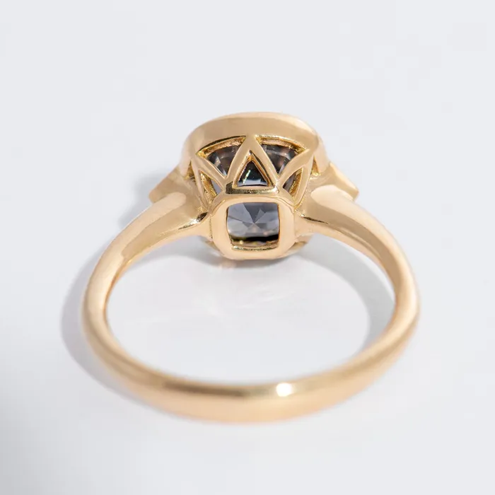 Gray Spinel Engagement Ring with a Golden Zigzag Setting OOAK ARTEMER Rings