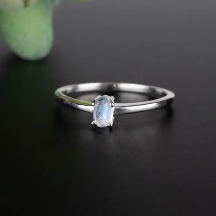 InnerVision Crystals Moonstone Ring 4x3mm 925 Silver Choose Size Rings