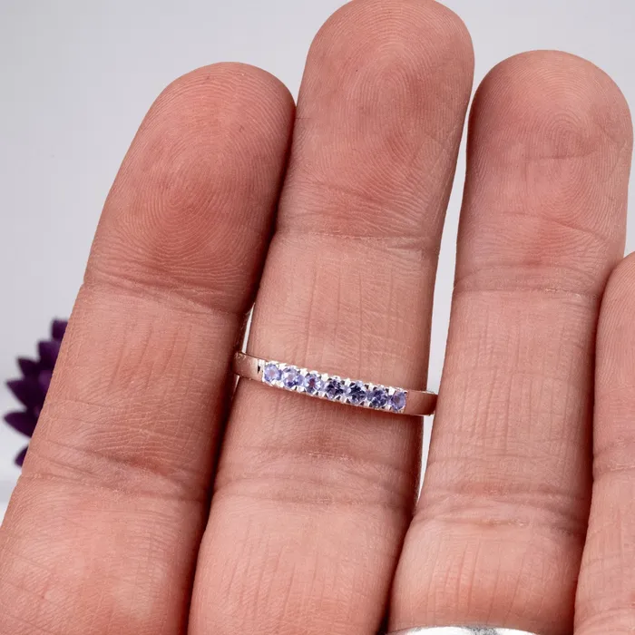 InnerVision Crystals Rings Tanzanite 2mm Ring 925 Silver Choose Size