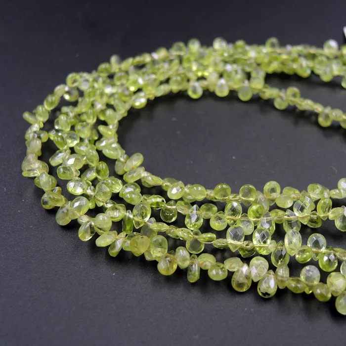 Intrinsic Trading Earrings A Grade Natural Peridot Faceted Small Teardrop Pear Beads 6mm 7mm Gemmy Sparkling Real Genuine Green Gemstone Earring Beads 16 Strand