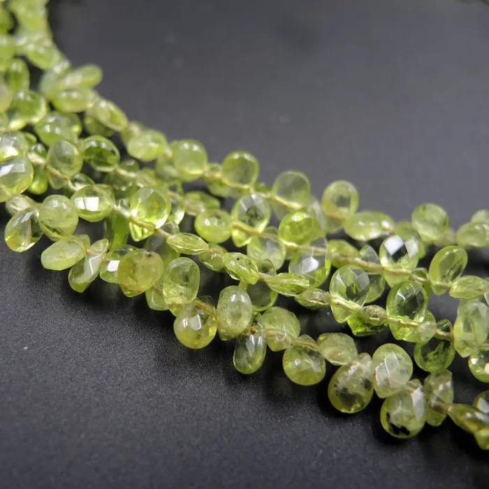Intrinsic Trading Earrings A Grade Natural Peridot Faceted Small Teardrop Pear Beads 6mm 7mm Gemmy Sparkling Real Genuine Green Gemstone Earring Beads 16 Strand