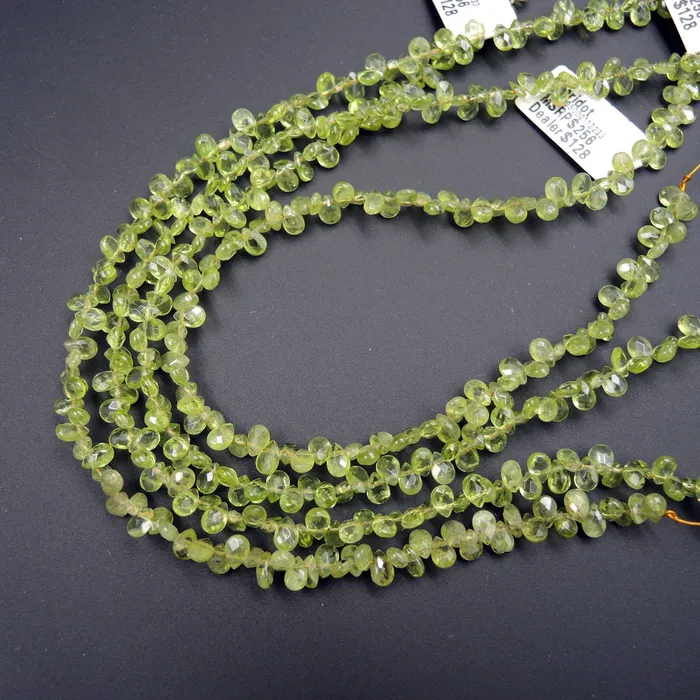 Intrinsic Trading Earrings A Grade Natural Peridot Faceted Small Teardrop Pear Beads 6mm 7mm Gemmy Sparkling Real Genuine Green Gemstone Earring Beads 16 Strand