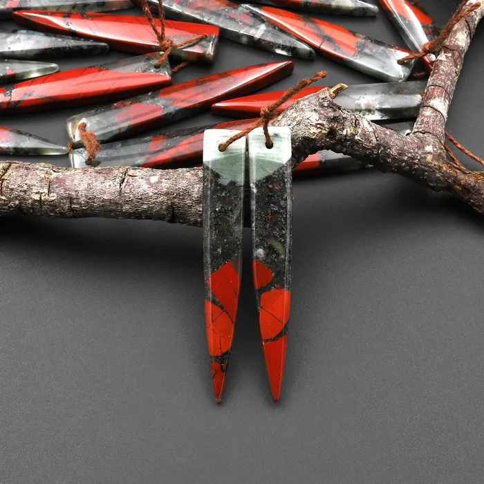 Intrinsic Trading Earrings Natural African Bloodstone Matched Long Dagger Triangle Spike Earring Beads Drilled Gemstone Pair Intrinsic Trading Earrings Natural African Bloodstone Matched Long Dagger Triangle Spike Earring Beads Drilled Gemstone Pair