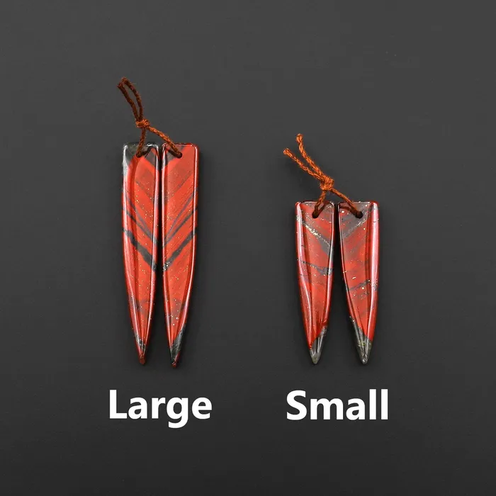 Intrinsic Trading Earrings Natural African Bloodstone Matched Long Dagger Triangle Spike Earring Beads Drilled Gemstone Pair