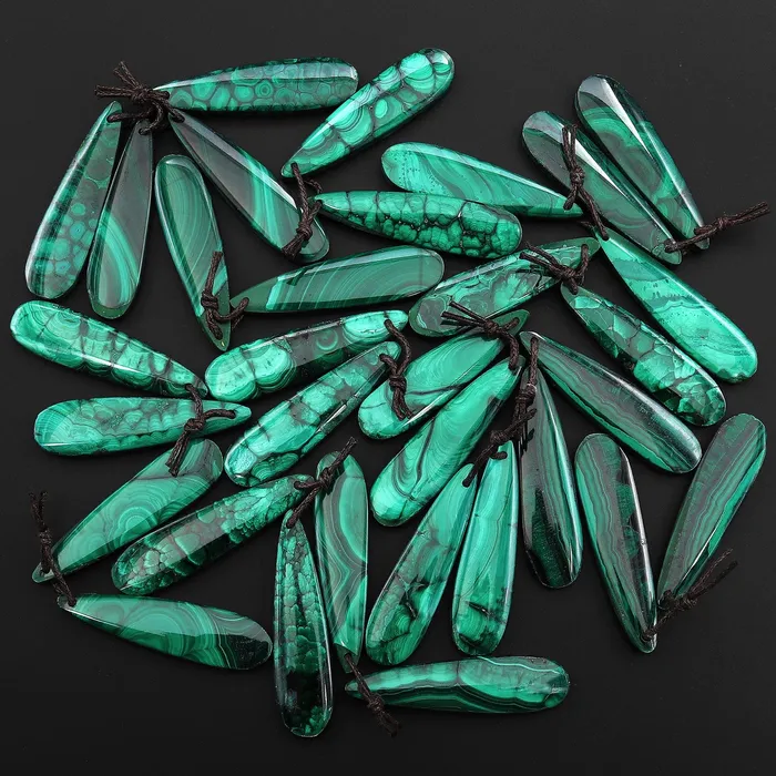 Intrinsic Trading Natural Malachite Earring Teardrop Pair Drilled Matched Gemstone Beads Earrings