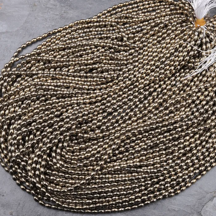 Intrinsic Trading Rings Shiny Titanium Hematite Rice Beads Drum Barrel Champagne Bronze Silver Gold Black 5x3mm 155 Strand