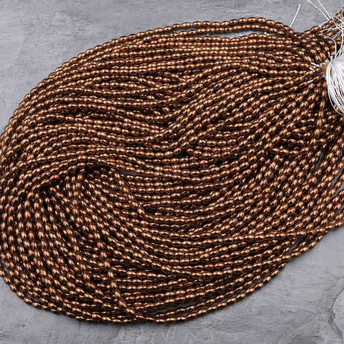 Intrinsic Trading Rings Shiny Titanium Hematite Rice Beads Drum Barrel Champagne Bronze Silver Gold Black 5x3mm 155 Strand