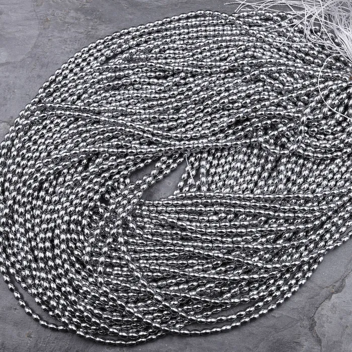 Intrinsic Trading Rings Shiny Titanium Hematite Rice Beads Drum Barrel Champagne Bronze Silver Gold Black 5x3mm 155 Strand