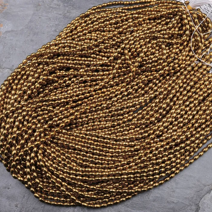 Intrinsic Trading Rings Shiny Titanium Hematite Rice Beads Drum Barrel Champagne Bronze Silver Gold Black 5x3mm 155 Strand