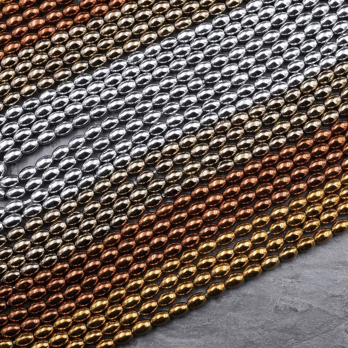 Intrinsic Trading Rings Shiny Titanium Hematite Rice Beads Drum Barrel Champagne Bronze Silver Gold Black 5x3mm 155 Strand