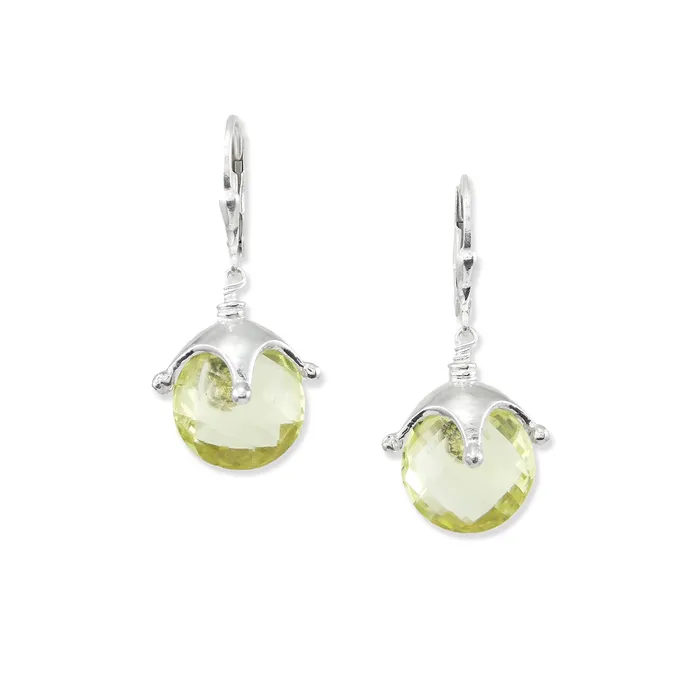 Jester Cap Earrings Silver Lemon Quartz Q Evon Earrings