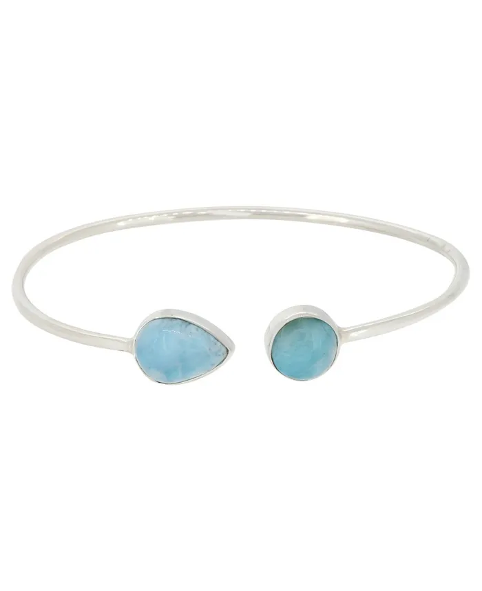 Larimar Stones Sterling Silver Adjustable Bracelet Buddha Groove Bracelets