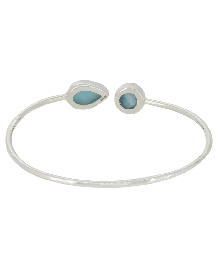 Larimar Stones Sterling Silver Adjustable Bracelet Buddha Groove Bracelets