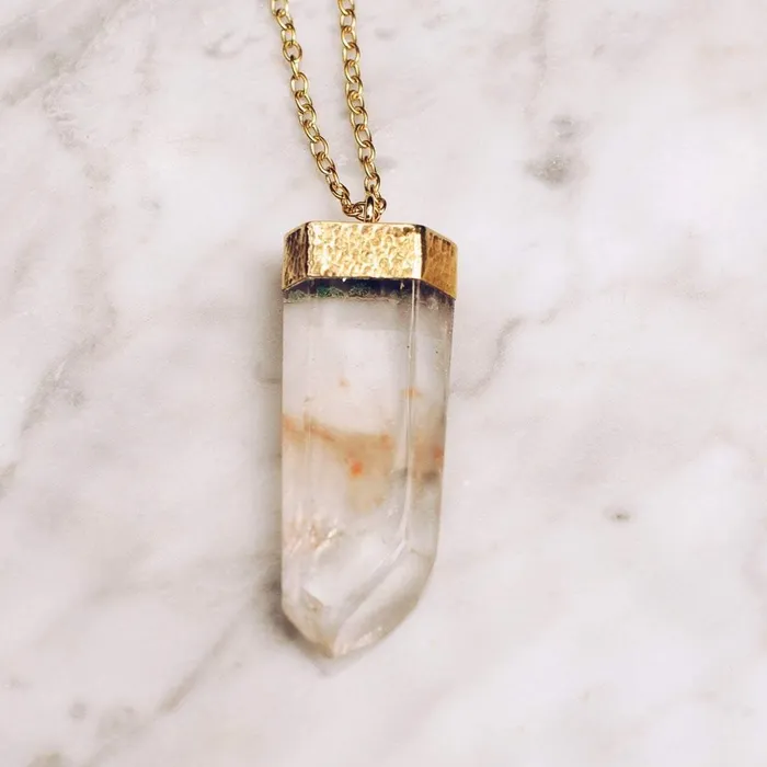 LIMITED EDITION QUARTZ NECKLACE 24K GOLD PLATED CHAIN JewelryLab Necklaces LIMITED EDITION QUARTZ NECKLACE 24K GOLD PLATED CHAIN JewelryLab Necklaces