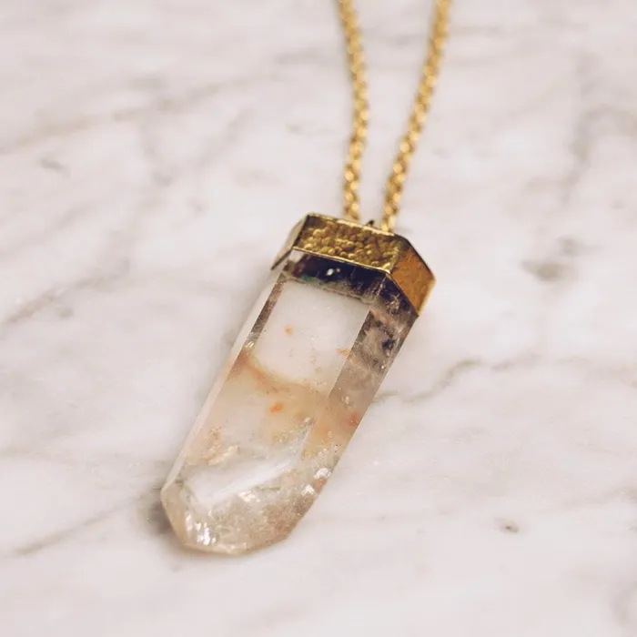 LIMITED EDITION QUARTZ NECKLACE 24K GOLD PLATED CHAIN JewelryLab Necklaces