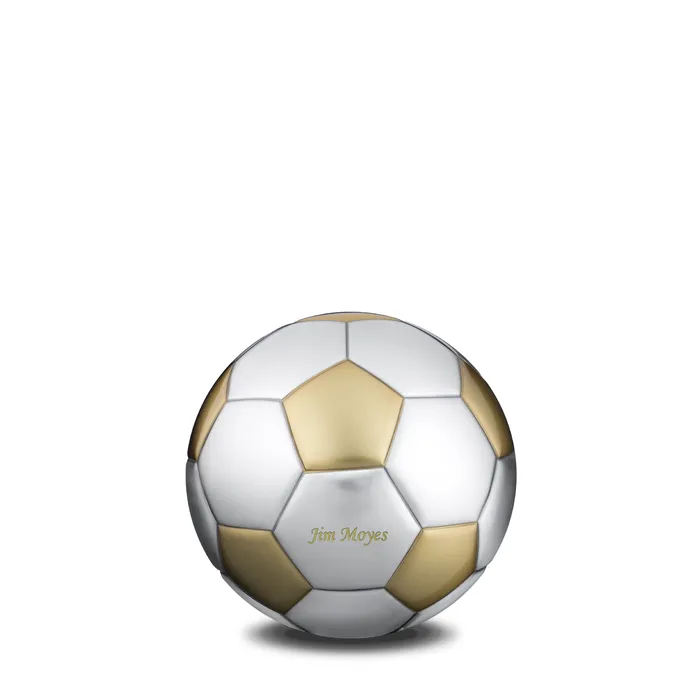 LoveUrns Football Standard Keepsake Urn Bru Gold Bru Pewter LoveUrns PreStyled Sets
