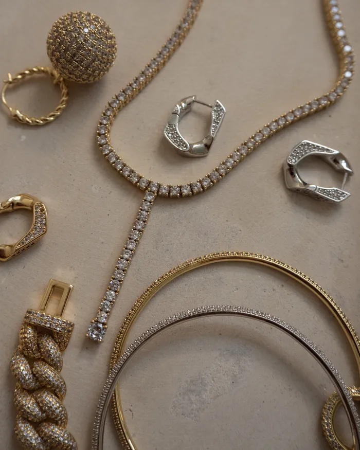 Luv Aj Pave Cuban Link Hoops Silver Rings
