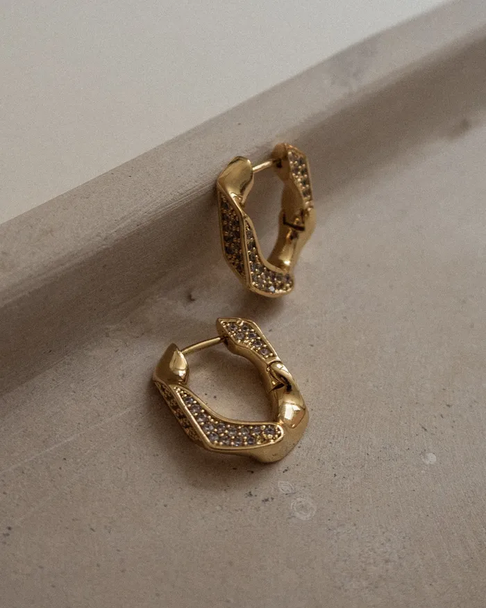 Luv Aj Pave Cuban Link Hoops Silver Rings