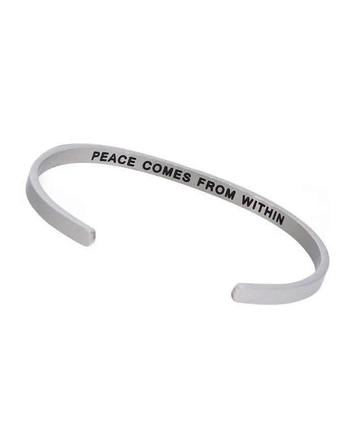 Mens Cuff Bracelet Peace Comes From Within Buddha Groove Bracelets