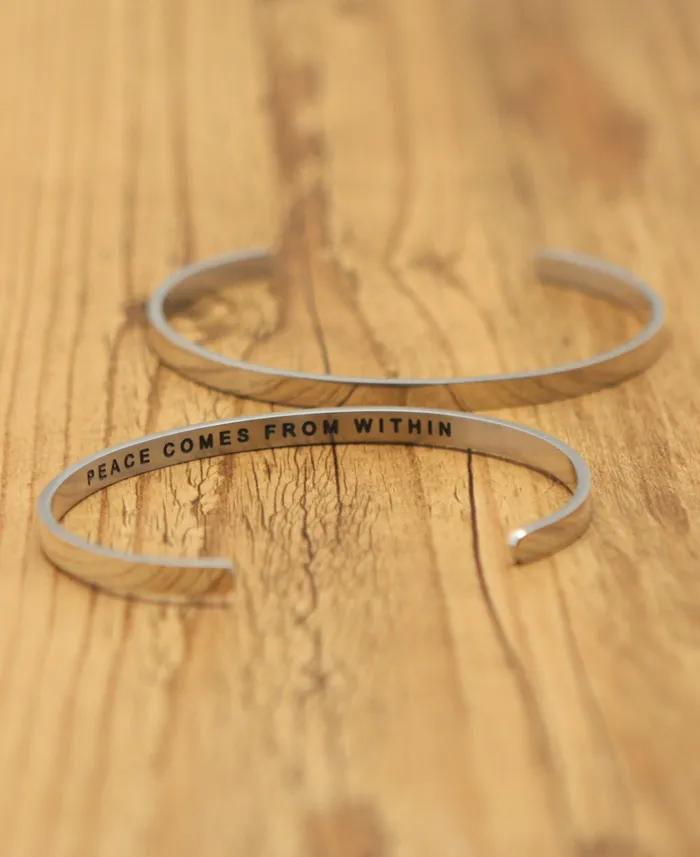 Mens Cuff Bracelet Peace Comes From Within Buddha Groove Bracelets