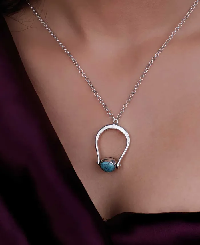 Mindful Sterling Silver Spinner Pendant with Lapis and Turquoise Buddha Groove Necklaces