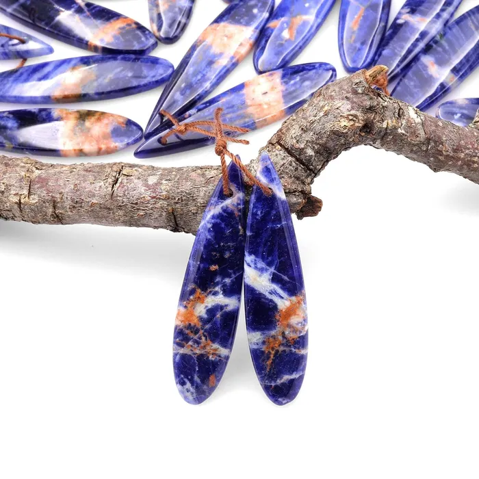 Natural African Orange Sodalite Long Slender Teardrop Earring Pair Matched Gemstone Beads A7 Intrinsic Trading Earrings Natural African Orange Sodalite Long Slender Teardrop Earring Pair Matched Gemstone Beads A7 Intrinsic Trading Earrings