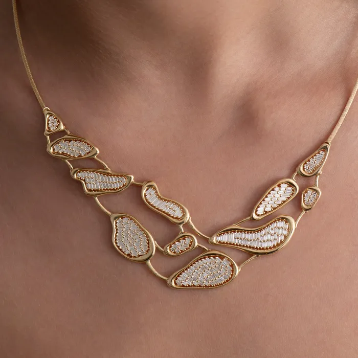 Necklaces ARTEMER Diamond Lakes Fluid Shape Statement Necklace