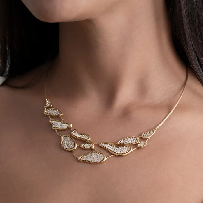 Necklaces ARTEMER Diamond Lakes Fluid Shape Statement Necklace