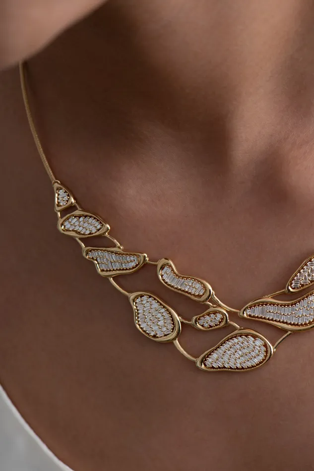 Necklaces ARTEMER Diamond Lakes Fluid Shape Statement Necklace