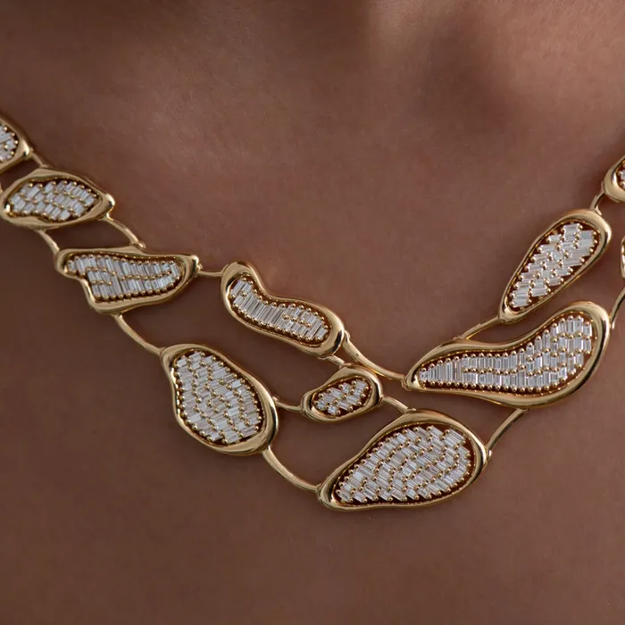 Necklaces ARTEMER Diamond Lakes Fluid Shape Statement Necklace